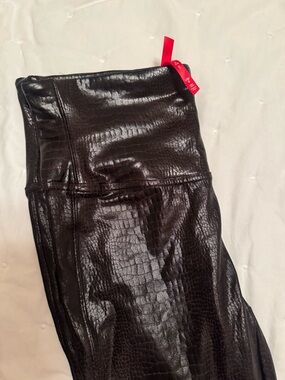 Brown Faux Croc Spanx Leggings